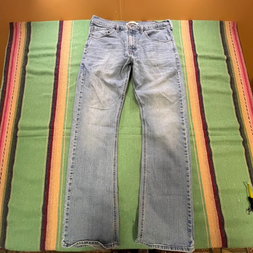 Levi Strauss Signature Bootcut Jeans Mens 34x32 Light Wash Denim Pants